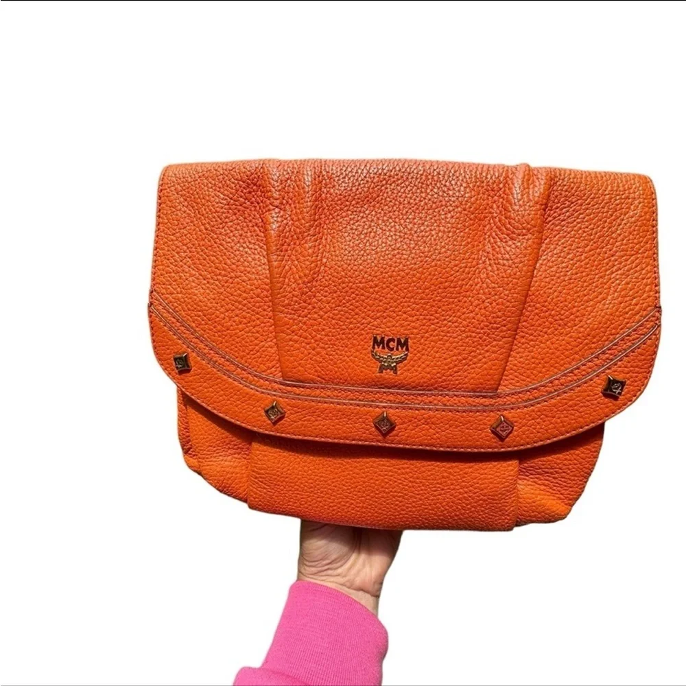Authentic MCM Leather Two-way Studded Crossbody/Shoulder Bag